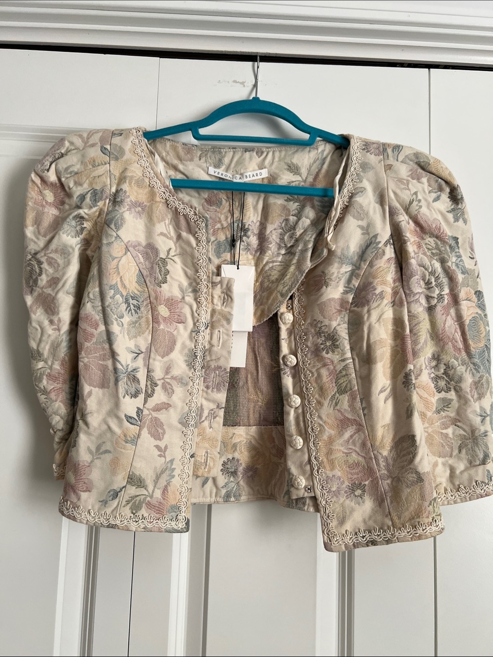 NWT Veronica Beard  Floral Puff-Sleeve Jacket